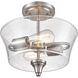 Caily 2 Light 11.62 inch Brushed Nickel Indoor Semi-Flush Ceiling Light